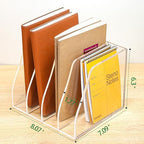 Clear Acrylic Magazine File Holder, 4 Compartment Desk Organizer - Image 2