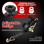 Black Rack Straps with J-Hook (4PK),1.5" x7.5' Ladder Rack Ratchet Straps, 2" Round Tube Mount, Perfect Ladder Rack Tie-Downs for Trailer Cargo Control - Image 4