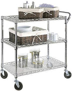 Seville Classics 3-Tier UltraDurable Commercial-Grade NSF-Certifed Service Utility Storage Cart, 34" W, Chrome (1 Pallet of 34 Packs) - Image 5