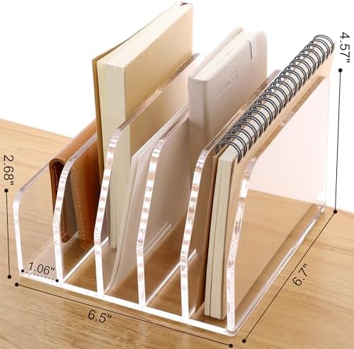 SANRUI Acrylic Desk Mail Organizer Sorters, Clear Letter Holder 5 Slot - Image 2