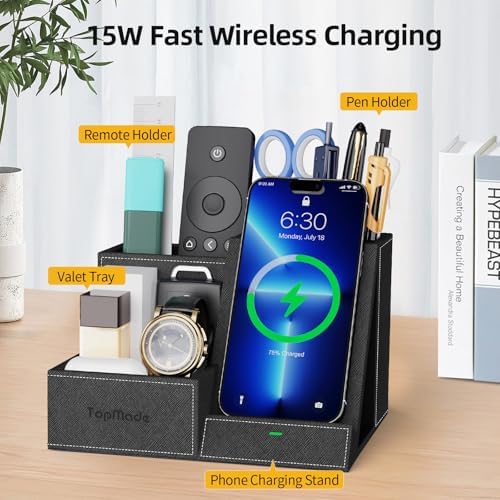 Wireless Charger with Desk Organizer, Multifunctional Desk Pen Holder - Image 2