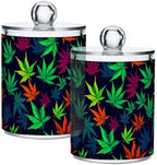 4 Pack Qtip Holder Dispenser with Lids, Marijuana Leaves Plastic Storage Containers,Bathroom Canisters Organizer for Cotton Ball, Cotton Swab, Cotton Round Pads, Floss 21215295 - Image 7
