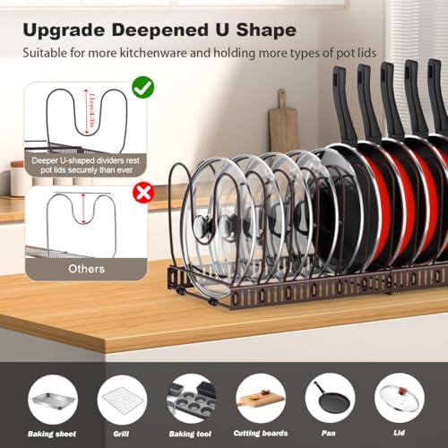 Housolution Pot and Pan Lid Organizer Holder Storage Rack, Bronze - Image 2