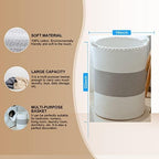 72L Woven Laundry Basket,Tall Wicker Laundry Basket for Blankets,Clothes,Pillows,Toys,Shoes Large Cotton Laundry Hamper for Bedroom,Living Room,Bathroom - Image 4