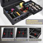 Yueieoun Professional Barber Case with Barber Clipper Tray Organizer, 6 Adjustable Clipper Slots & 8 Shear Holders, Portable Barber Carrying Case for Hair Tools & Supplies with Combo Locks - Image 4