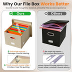 Hanging File Box with Lid & Metal Rails 16.7"x 13.6" x 11.2", Beige - Image 5