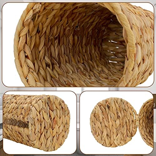 Graciadeco Stand Paper Storage with Lid Spare Extra 3 Rolls of Toilet Tissue Holder Free Standing Water Hyacinth Wciker Toilet Paper Organizer Basket for Bathroom - Image 3