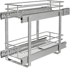 JOWBOOW 2-Tier Narrow Cabinet Pull Out Shelves, 8" W x 22" D, Chrome - Image 6