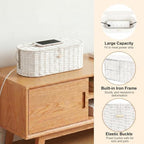 Set of 2 Cable Management Box, Handwoven Cord Hider Box with 3 Open Slots - Image 3