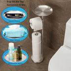 Toilet Paper Holder with Shelf, Toilet Paper Stand for Holding Extra 4 Toile Paper Rolls, Freestanding Toilet Paper Roll Storage, Heavy Base No Tipping Over (Stainless Steel, Brushed Nickel) - Image 4
