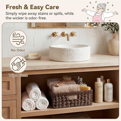 GRANNY SAYS Wicker Storage Baskets for Shelves, Dark Brown Baskets, 1-Pack - Image 3