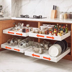 VEVOR Pull Out Cabinet Organizer, 4 Pack Expandable Width (12.2"-18.9"), 20.47" Deep Pull Out Drawers for Cabinets, Sliding Drawer for Kitchen Pantry Cabinet Organizer with Nano Adhesive Strips, White by VEVOR