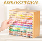walowalo Markers Organizer Hold 176 Markers Birthday Gifts Bamboo Pen Holder Art Supply Pencil Alcohol Storage Organizer 22 Compartments All-in-One Marker Storage for Home Office Desk Classroom - Image 4