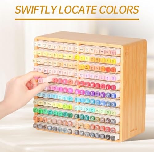 walowalo Markers Organizer Hold 176 Markers Birthday Gifts Bamboo Pen Holder Art Supply Pencil Alcohol Storage Organizer 22 Compartments All-in-One Marker Storage for Home Office Desk Classroom - Image 4