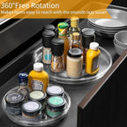 vacane 2-Pack 13Inch Lazy Susan Cabinet Organizer, Plastic Rotating Organizer Spice Rack Condiment Organizer for Pantry, Countertop, Cupboard, Refrigerator-Clear - Image 3
