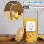 HHMJSM 5 Pcs Glass Food Storage Containers With 132 Pantry Labels Preprinted - Thicken(3mm) Jars Airtight Bamboo Lid Stackable Kitchen Canisters Set For Candy, Cookie, Rice, Sugar, Flour - Image 4