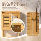 AmazerBath Bathroom Wall Cabinet, Bamboo Over The Toilet Storage Cabinet, Hanging Medicine Cabinets with Towel Bar, Wall Mounted Storage Shelf with Adjustable Shelves for Small Spaces - Image 4