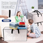 SWEET DOLPHIN 12 Pack Extra Large Moving Bags with Strong Zippers & Carrying Handles, Heavy Duty Storage Tote for Space Saving Moving Storage, Fold Flat, Alternative to Moving Box, Semi-Transparent - Image 6