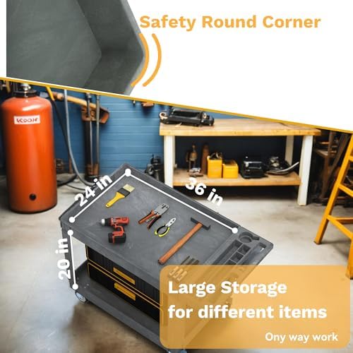 DWVO 45 x 25 in Heavy Duty Rolling Utility Cart on Wheels, Grey - Image 4