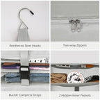 Surblue Hanging Closet Storage Bag Collapsible 3-Shelf Washable Oxford Fabric with 2 Hooks (XL 17.71 * 11.81 * 20in, Light Gray) - Image 6