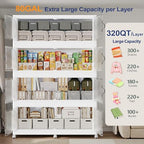 1600QT Extra Large Stackable Storage Bins with Lid, 400Gal Plastic Closet Organizers and Storage Drawer, Collapsible Cabinet Box with Wheels Clear Doors for Home Kitchen Office, 5Pack White - Image 3