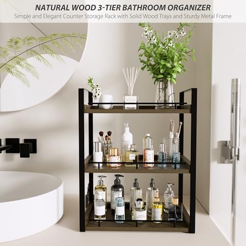 Bathroom Counter Organizer, 3 Tier Wood Countertop Shelf - Image 2