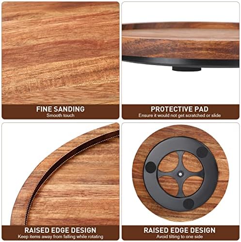 Mumufy 6 Pcs 9-inch Acacia Wood Lazy Susan Organizers for Kitchen - Image 3