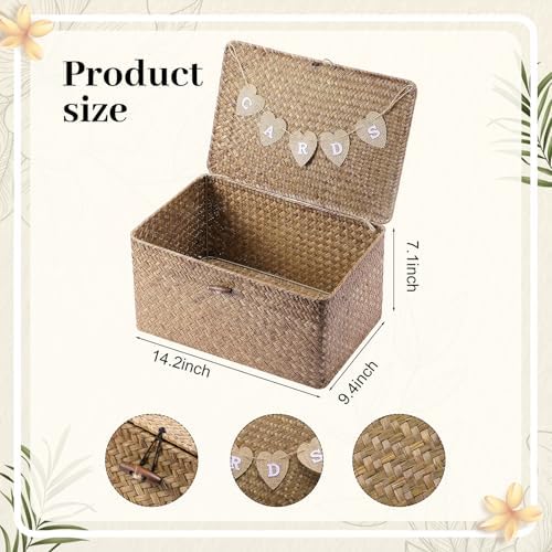 Geelin Seagrass Wedding Card Basket with Card Banner,14 Inch,Coffee - Image 2