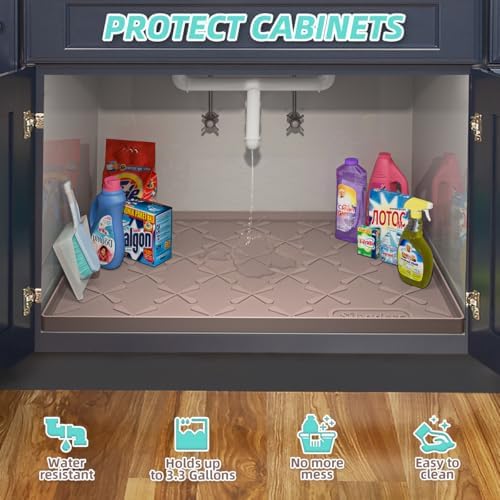 SIKADEER Waterproof Under Sink Mat 31" x 19" Silicone Mat Cabinet Protector - Image 5