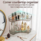 shuang qing 2-Tier Corner Bathroom Counter Organizer – Classic Storage Shelf for Makeup, Perfume & Toiletries, Space-Saving Countertop Tray Fits Bathroom, Dresser, Kitchen (Slate Gray) - Image 5