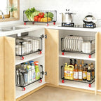 2Pack, Under Sink Organizer,Cabinet Organizers and Storage, Metal Storage Basket,Large capacity, Can Hold 40-70 Liters, Easily Push And Pull, Convenient For Cleaning Under Sink - Image 4