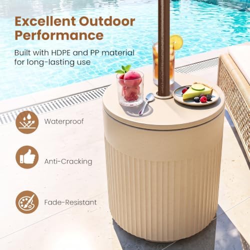 Tangkula 3-in-1 Umbrella Side Table (Beige) - Image 7