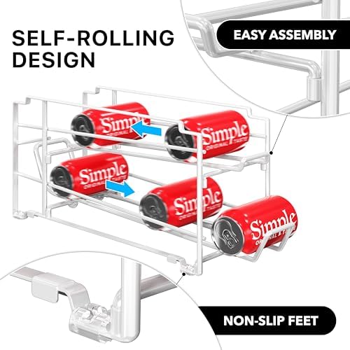 Simple Houseware 2-Pack Stackable Beverage Soda Can Dispenser Rack, White - Image 4