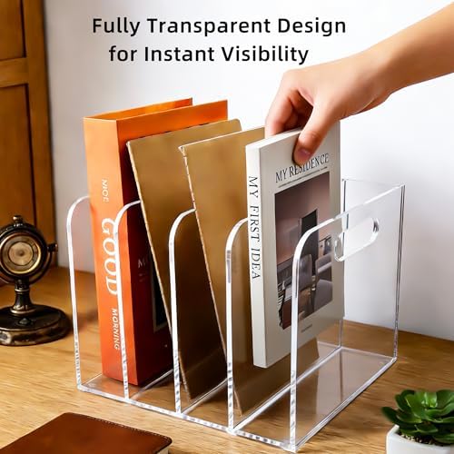 5mm Acrylic Magazine File Holder, 4 Compartment Desk Organizer - Image 7