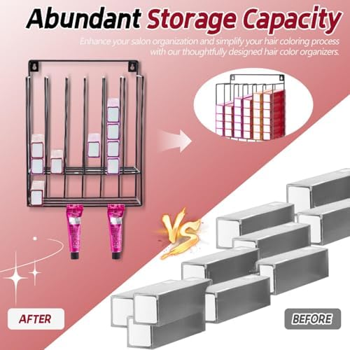 MorningRo Hair Color Organizer for Salon Metal Hair Color Tube Storage Rack Wall Mounted Organizer for Salon Beauty Home Dye Tube Display Tool, Black - Image 6