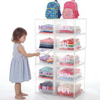 10 Shelf Weekly Clothes Organizer for Kids, Clear Drawer Bins by Acellegic