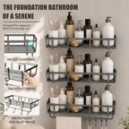 Shower Caddy Hanging 3 Pack, Rustproof Adhesive Corner Shower Shelves - Image 3
