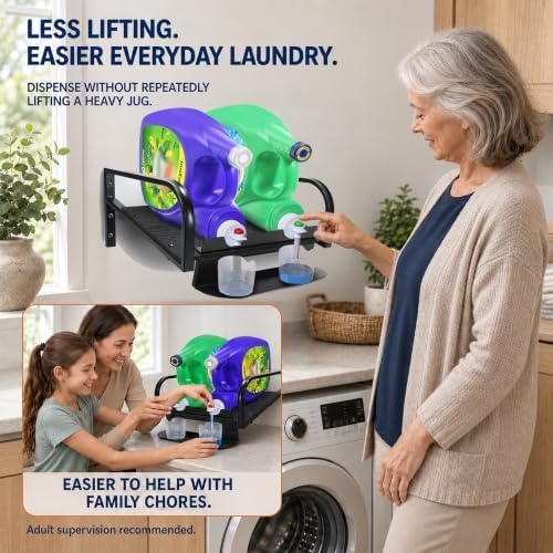Liquid Laundry Detergent Holder,laundry room hacks,Laundry Detergent Dispenser,Hanging Laundry Station Storage Laundry Detergent Stand-Laundry Room Wall-Washing Machine (Small-Black) - Image 3