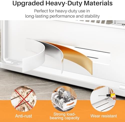 Pull out Cabinet Organizer,Heavy Duty Slide out Pantry Shelves Drawer Storage with Adhesive Nano Film,Sliding Mesh Cabinet Basket with Handle for Kitchen, Bathroom, Home, 13.8"W X 21"D X 6.2"H,White - Image 7