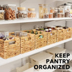 SpaceAid 6 Pack Wicker Basket, Storage Baskets for Organizing, Woven Rattan Basket with Handles for Shelves, Water Hyacinth Large Cube Organizer Storage Bin, 13x8.2x7 inch, Natural - Image 5