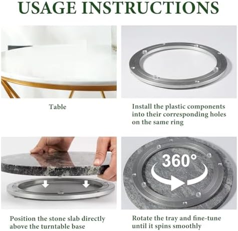 Koville 12'' Black Marble Lazy Susan for Dinning, Marble Turntable for Kitchen Counter, Lazy Susans Organizer for Cabinet, Serving Rotation Spinning Tabletop Organizer Swiveling, Spice Rack Storage - Image 4