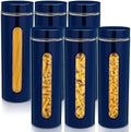Mimorou 6 Pack 60 oz Airtight Stainless Steel Kitchen Canisters, Navy Blue by Mimorou