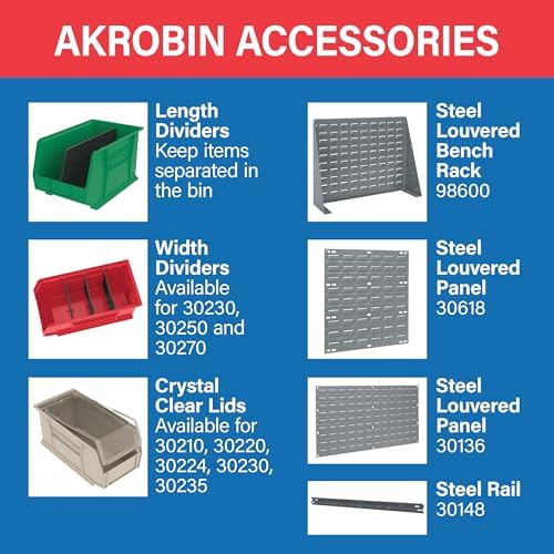 Akro-Mils 30224 AkroBins Plastic Storage Bins, 11"x 4"x 4", Black, 12-Pack - Image 6