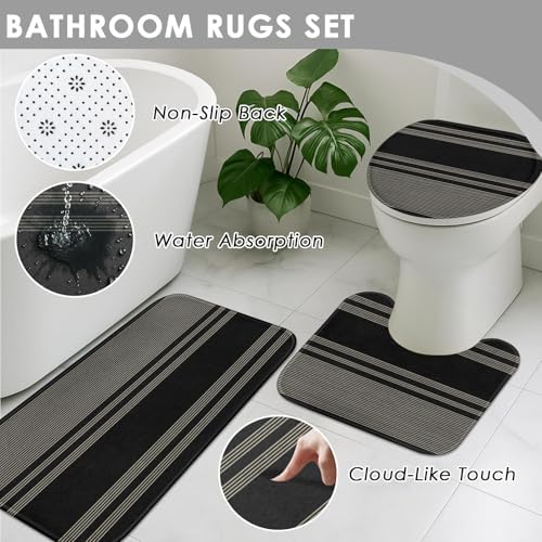 Bathroom Decor and Accessories Set of 10, Striped Black - Image 6