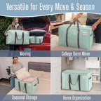 VENO 4 Pack Heavy Duty Moving Bags, Extra Large Storage Bags with Reinforced Handles & Strong Zippers, Foldable & Reusable Moving Box Alternative for Clothes & Dorm Storage - Image 6
