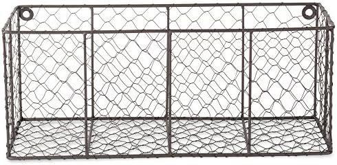 DII Chicken Wire Collection Farmhouse Vintage Wall Baskets, Medium Basket, Vintage Grey - Image 3