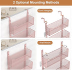 VyGrow Over The Door Organizer, Metal Door Organizer Hanging with 5 Adjustable Baskets and Coat Hook, Behind The Door Storage for Bedroom Closet Bathroom Pantry Cabinet Kitchen, Pink - Image 4