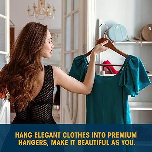 Wood Hangers - 60 Pack Solid Shirt Hangers, Heavy Duty & Slim Wooden Hangers, for Suit, Coat, Jacket, Pants (Walnut) - Image 5