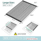Ohuhu Over The Sink Dish Drying Rack, 20.5" W x 13.1" L Rolling Dish Drainer Foldable Sink Accessories Heat-Resistant Mat Anti-Slip Silicone Coated Dish Racks for Kitchen Counter - Image 2