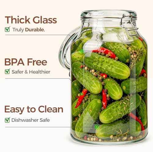 ComSaf Large Glass Jars with Airtight Lids 1.1 Gallon 2 Pack Wide Mouth - Image 5